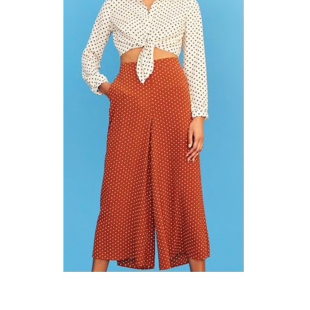 Rustic orange polka dot culottes